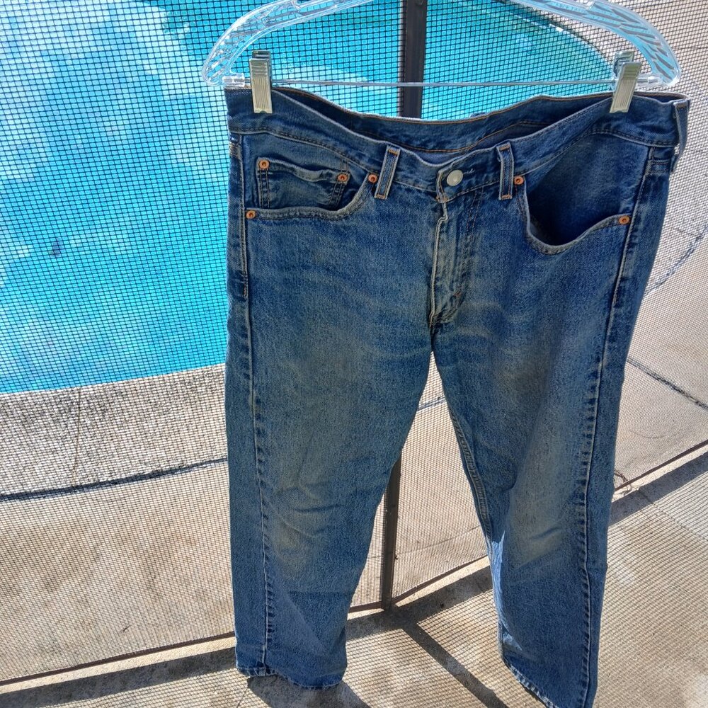 LEVI'S 505 STRAIGHT LEG MEDIUM WASH JEANS 33 X 30 MEN'S - Picture 14 of 16